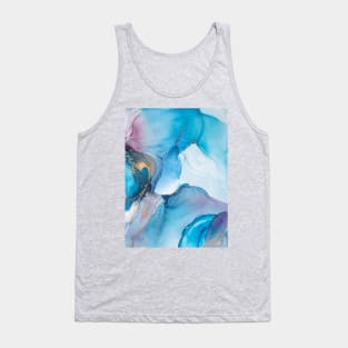 Sparkling green, turquoise, gold. Alcohol ink abstract Rainbow Vibrant. Style incorporates the swirls of marble or the ripples of agate. Tank Top